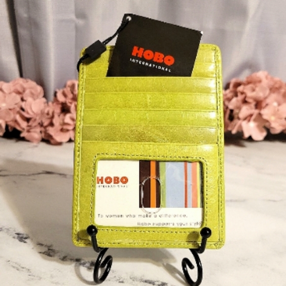 HOBO Handbags - NWT HOBO Int'l Lime Green Leather 'Euro Slide' Card Holder & Passport Wallet
